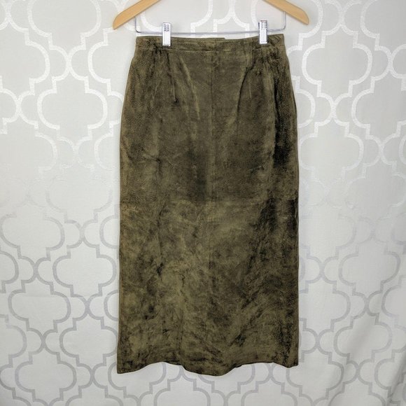 Vintage Dresses & Skirts - Vintage Marilyn Traditions Midi Suede Leather Skir